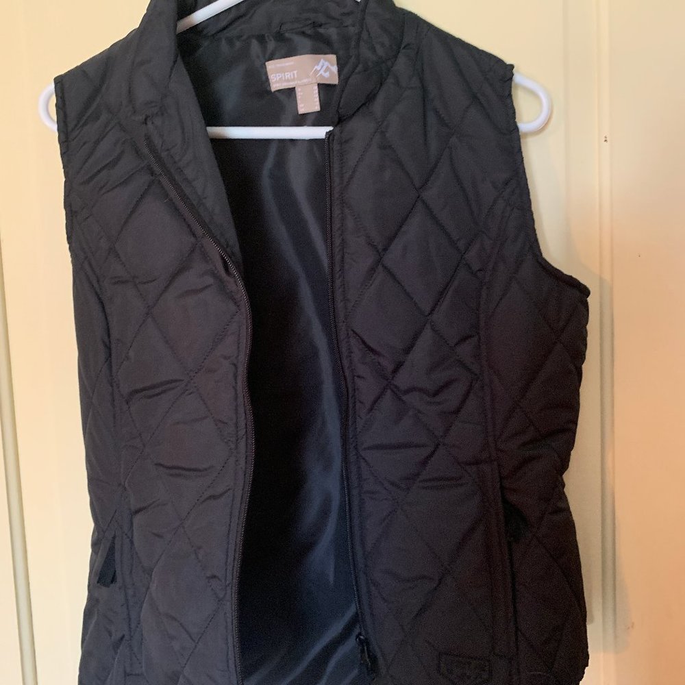 black zip-up winter vest